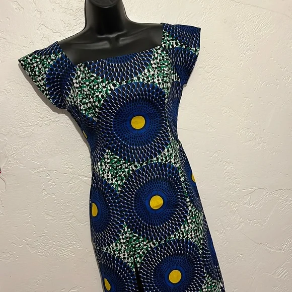 African Print Wax Cloth Maxi Dress - Picture 4 of 8